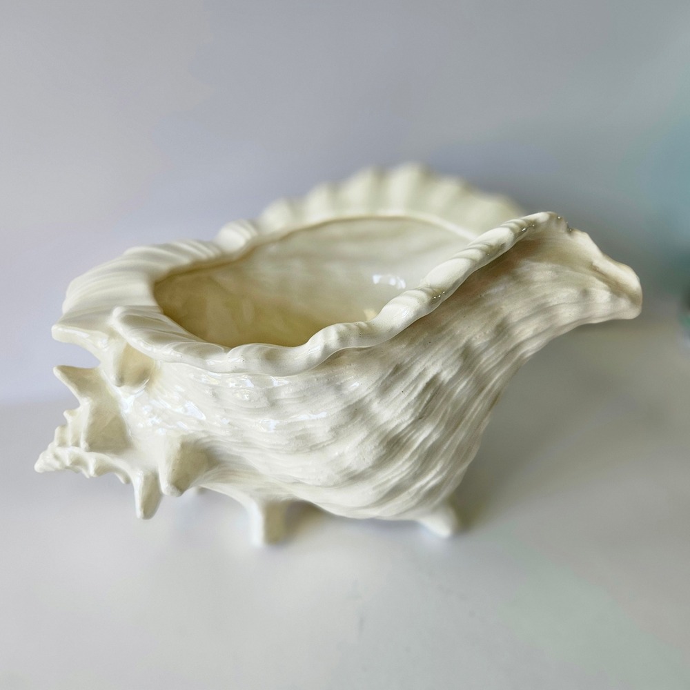 Handmade Ceramic Conch Shell Candy‎ Dish Trinket Storage Beach House Decor